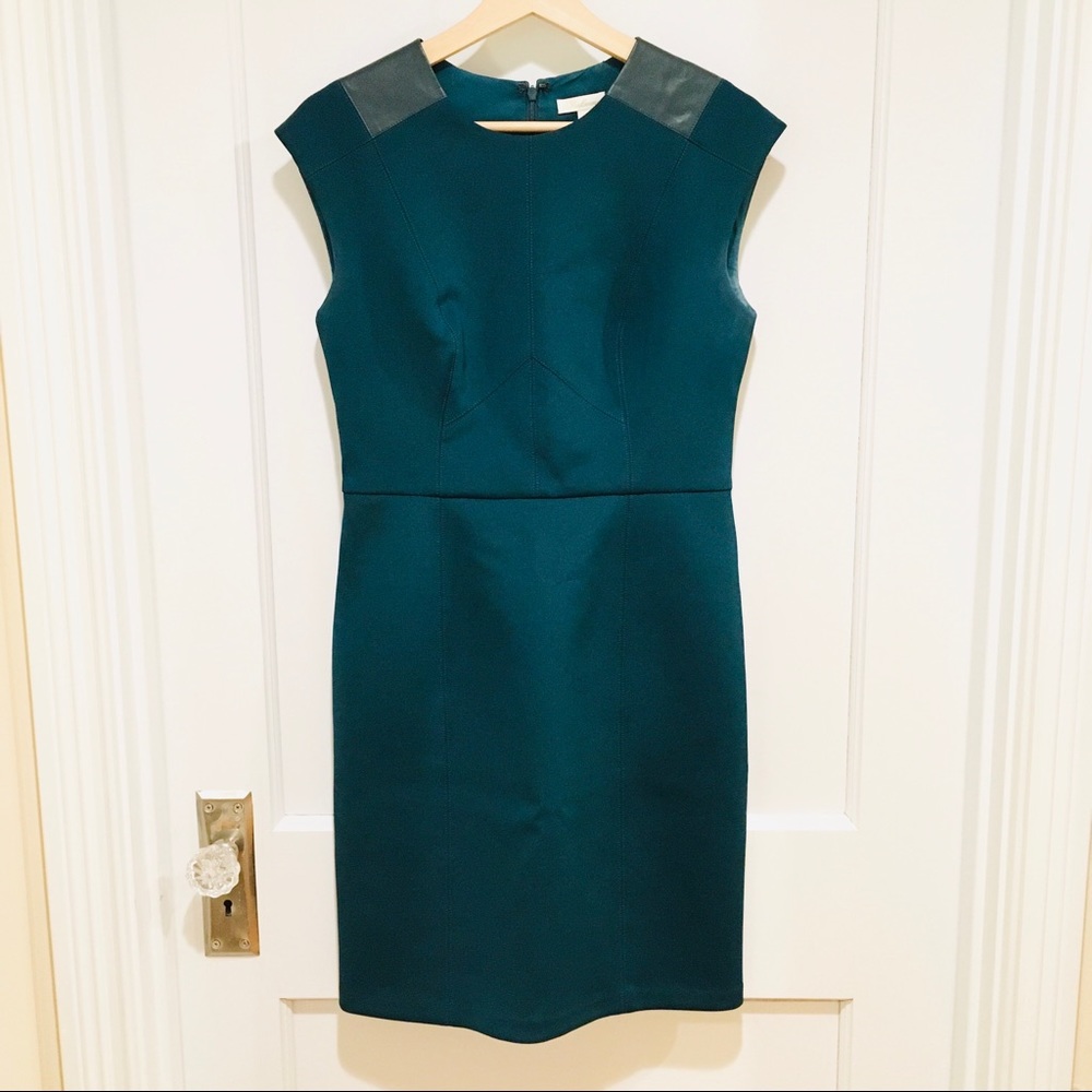 Shoshanna Teal Ponte Knit Sheath Dress 6 Career
